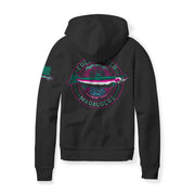 Steelhead trout design black hooded sweatshirt screen print